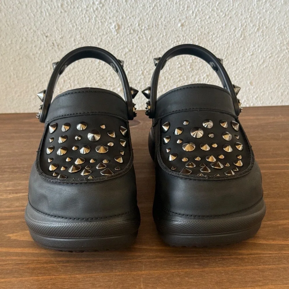 Crocs Bae Platform Studded Clogs Black Metal Spike Goth Emo Womens Size 5